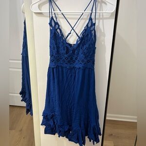 Free People Blue Lace Dress with Straps